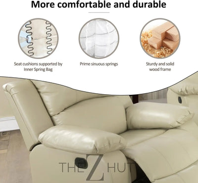 Bonded Leather 3-Piece Sofa Set, Blue, Manual Recline, Loveseat, Storage, Coffee Table, Artificial Leather, Living Room THE Z HUT
