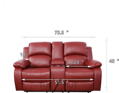 Bonded Leather 3-Piece Sofa Set, Blue, Manual Recline, Loveseat, Storage, Coffee Table, Artificial Leather, Living Room THE Z HUT