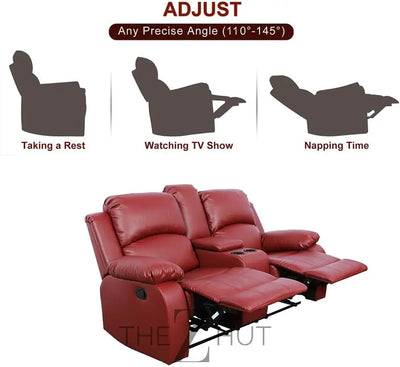 Bonded Leather 3-Piece Sofa Set, Blue, Manual Recline, Loveseat, Storage, Coffee Table, Artificial Leather, Living Room THE Z HUT