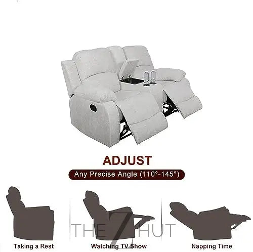 Bonded Leather 3-Piece Sofa Set, Blue, Manual Recline, Loveseat, Storage, Coffee Table, Artificial Leather, Living Room THE Z HUT