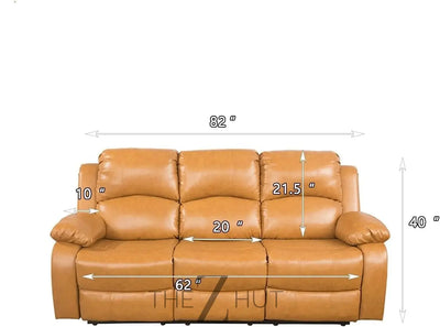 Bonded Leather 3-Piece Sofa Set, Blue, Manual Recline, Loveseat, Storage, Coffee Table, Artificial Leather, Living Room THE Z HUT