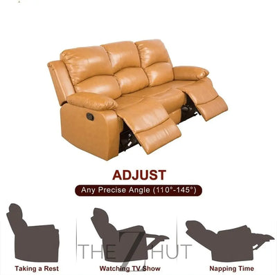 Bonded Leather 3-Piece Sofa Set, Blue, Manual Recline, Loveseat, Storage, Coffee Table, Artificial Leather, Living Room THE Z HUT