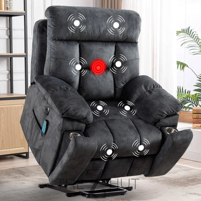 CANMOV Large Power Lift Recliner Chair with Massage and Heat for Elderly Big and Tall People, Overstuffed Wide Recliners with 2 Cup Holders, Side Pocket and USB Port, Camel THE Z HUT