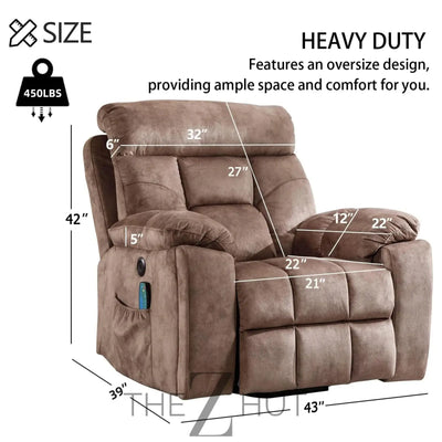 CANMOV Large Power Lift Recliner Chair with Massage and Heat for Elderly Big and Tall People, Overstuffed Wide Recliners with 2 Cup Holders, Side Pocket and USB Port, Camel THE Z HUT