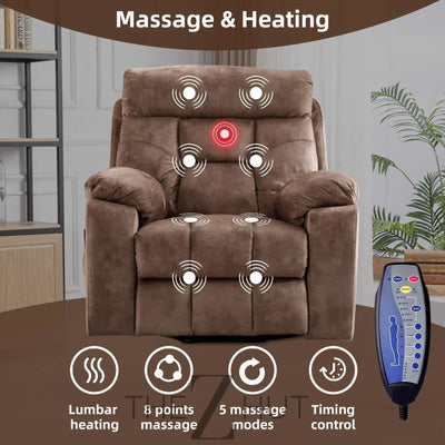 CANMOV Large Power Lift Recliner Chair with Massage and Heat for Elderly Big and Tall People, Overstuffed Wide Recliners with 2 Cup Holders, Side Pocket and USB Port, Camel THE Z HUT