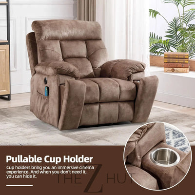 CANMOV Large Power Lift Recliner Chair with Massage and Heat for Elderly Big and Tall People, Overstuffed Wide Recliners with 2 Cup Holders, Side Pocket and USB Port, Camel THE Z HUT