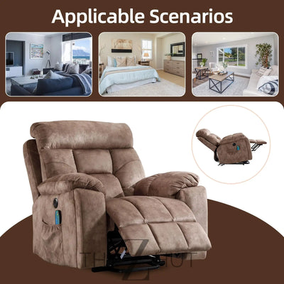 CANMOV Large Power Lift Recliner Chair with Massage and Heat for Elderly Big and Tall People, Overstuffed Wide Recliners with 2 Cup Holders, Side Pocket and USB Port, Camel THE Z HUT