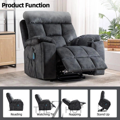 CANMOV Large Power Lift Recliner Chair with Massage and Heat for Elderly Big and Tall People, Overstuffed Wide Recliners with 2 Cup Holders, Side Pocket and USB Port, Camel THE Z HUT