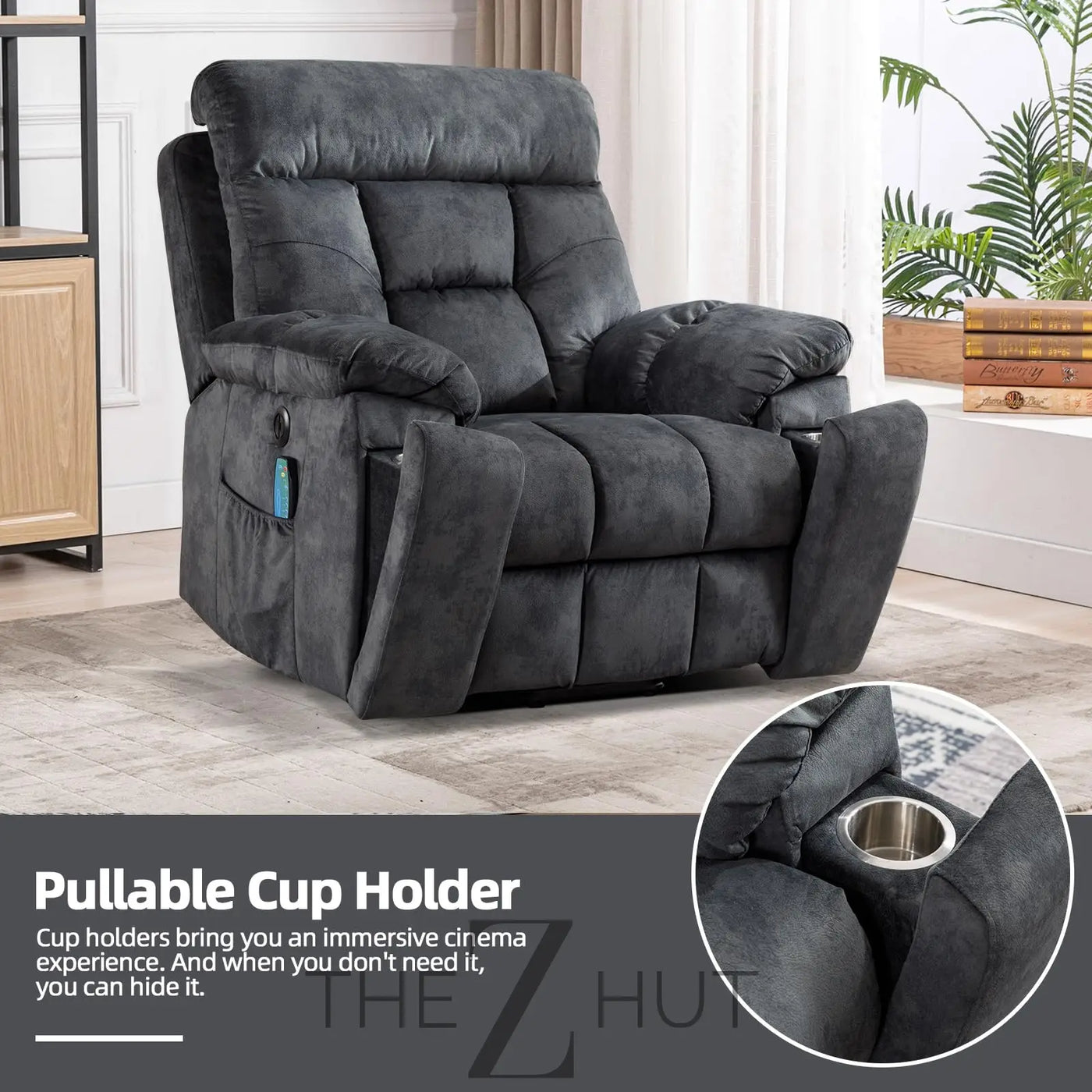 CANMOV Large Power Lift Recliner Chair with Massage and Heat for Elderly Big and Tall People, Overstuffed Wide Recliners with 2 Cup Holders, Side Pocket and USB Port, Camel THE Z HUT