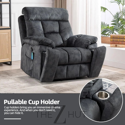 CANMOV Large Power Lift Recliner Chair with Massage and Heat for Elderly Big and Tall People, Overstuffed Wide Recliners with 2 Cup Holders, Side Pocket and USB Port, Camel THE Z HUT