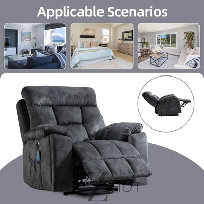 CANMOV Large Power Lift Recliner Chair with Massage and Heat for Elderly Big and Tall People, Overstuffed Wide Recliners with 2 Cup Holders, Side Pocket and USB Port, Camel THE Z HUT