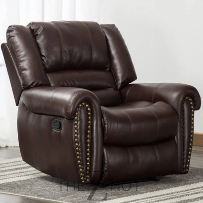 CANMOV Leather Recliner Chair, Classic and Traditional Manual Recliner Chair with Comfortable Arms and Back Single Sofa for Living Room, Nut Brown THE Z HUT