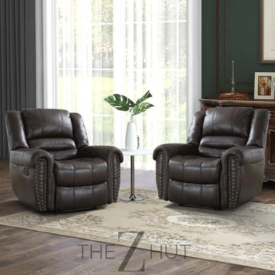 CANMOV Leather Recliner Chair, Classic and Traditional Manual Recliner Chair with Comfortable Arms and Back Single Sofa for Living Room, Nut Brown THE Z HUT