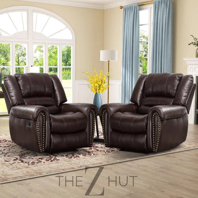 CANMOV Leather Recliner Chair, Classic and Traditional Manual Recliner Chair with Comfortable Arms and Back Single Sofa for Living Room, Nut Brown THE Z HUT