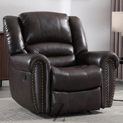 CANMOV Leather Recliner Chair, Classic and Traditional Manual Recliner Chair with Comfortable Arms and Back Single Sofa for Living Room, Nut Brown THE Z HUT