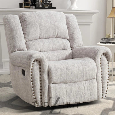 CANMOV Leather Recliner Chair, Classic and Traditional Manual Recliner Chair with Comfortable Arms and Back Single Sofa for Living Room, Nut Brown THE Z HUT