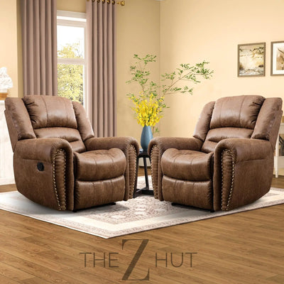 CANMOV Leather Recliner Chair, Classic and Traditional Manual Recliner Chair with Comfortable Arms and Back Single Sofa for Living Room, Nut Brown THE Z HUT