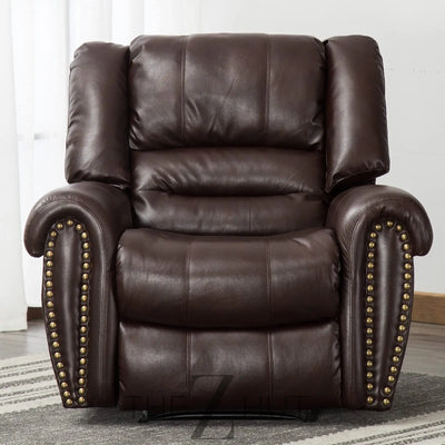 CANMOV Leather Recliner Chair, Classic and Traditional Manual Recliner Chair with Comfortable Arms and Back Single Sofa for Living Room, Nut Brown THE Z HUT