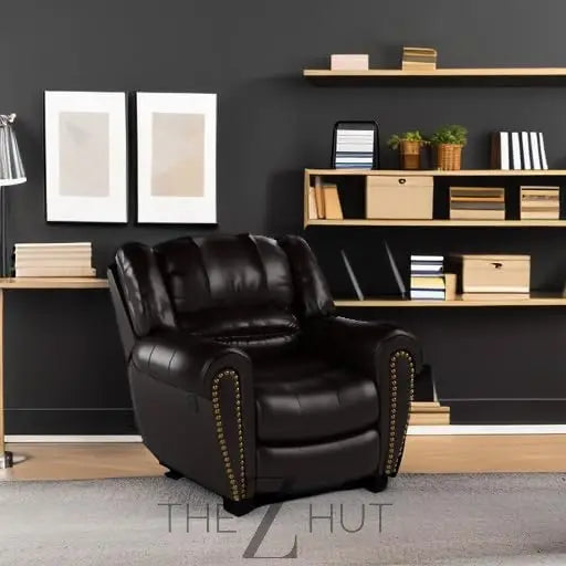 CANMOV Leather Recliner Chair, Classic and Traditional Manual Recliner Chair with Comfortable Arms and Back Single Sofa for Living Room, Nut Brown THE Z HUT