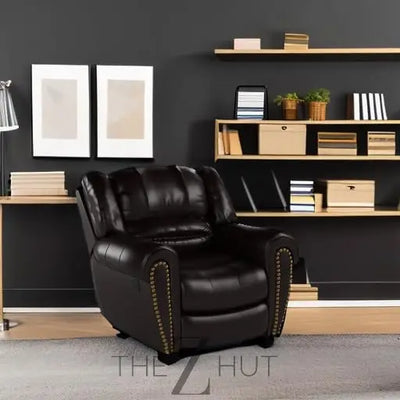 CANMOV Leather Recliner Chair, Classic and Traditional Manual Recliner Chair with Comfortable Arms and Back Single Sofa for Living Room, Nut Brown THE Z HUT