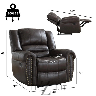 CANMOV Leather Recliner Chair, Classic and Traditional Manual Recliner Chair with Comfortable Arms and Back Single Sofa for Living Room, Nut Brown THE Z HUT