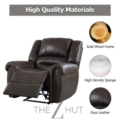 CANMOV Leather Recliner Chair, Classic and Traditional Manual Recliner Chair with Comfortable Arms and Back Single Sofa for Living Room, Nut Brown THE Z HUT