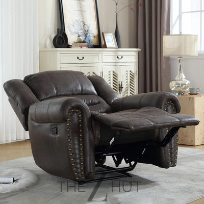 CANMOV Leather Recliner Chair, Classic and Traditional Manual Recliner Chair with Comfortable Arms and Back Single Sofa for Living Room, Nut Brown THE Z HUT