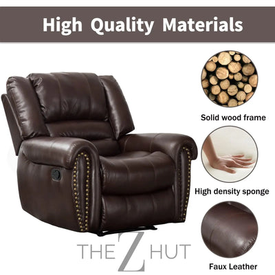 CANMOV Leather Recliner Chair, Classic and Traditional Manual Recliner Chair with Comfortable Arms and Back Single Sofa for Living Room, Nut Brown THE Z HUT