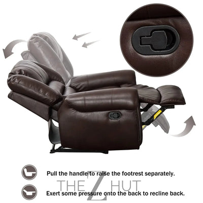 CANMOV Leather Recliner Chair, Classic and Traditional Manual Recliner Chair with Comfortable Arms and Back Single Sofa for Living Room, Nut Brown THE Z HUT