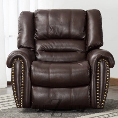 CANMOV Leather Recliner Chair, Classic and Traditional Manual Recliner Chair with Comfortable Arms and Back Single Sofa for Living Room, Nut Brown THE Z HUT