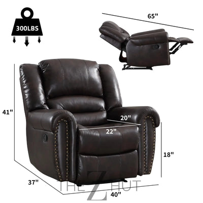 CANMOV Leather Recliner Chair, Classic and Traditional Manual Recliner Chair with Comfortable Arms and Back Single Sofa for Living Room, Nut Brown THE Z HUT
