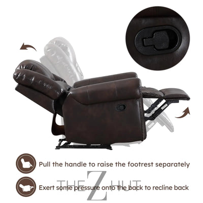 CANMOV Leather Recliner Chair, Classic and Traditional Manual Recliner Chair with Comfortable Arms and Back Single Sofa for Living Room, Nut Brown THE Z HUT