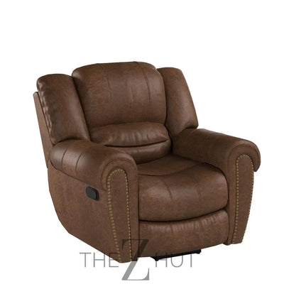 CANMOV Leather Recliner Chair, Classic and Traditional Manual Recliner Chair with Comfortable Arms and Back Single Sofa for Living Room, Nut Brown THE Z HUT