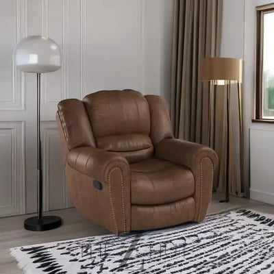 CANMOV Leather Recliner Chair, Classic and Traditional Manual Recliner Chair with Comfortable Arms and Back Single Sofa for Living Room, Nut Brown THE Z HUT