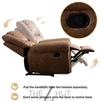 CANMOV Leather Recliner Chair, Classic and Traditional Manual Recliner Chair with Comfortable Arms and Back Single Sofa for Living Room, Nut Brown THE Z HUT