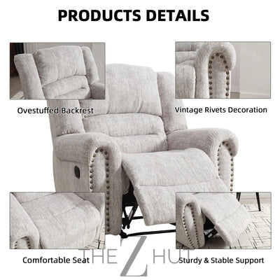CANMOV Leather Recliner Chair, Classic and Traditional Manual Recliner Chair with Comfortable Arms and Back Single Sofa for Living Room, Nut Brown THE Z HUT