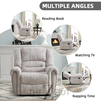 CANMOV Leather Recliner Chair, Classic and Traditional Manual Recliner Chair with Comfortable Arms and Back Single Sofa for Living Room, Nut Brown THE Z HUT