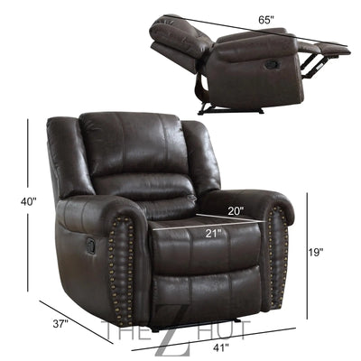 CANMOV Leather Recliner Chair, Classic and Traditional Manual Recliner Chair with Comfortable Arms and Back Single Sofa for Living Room, Nut Brown THE Z HUT