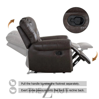 CANMOV Leather Recliner Chair, Classic and Traditional Manual Recliner Chair with Comfortable Arms and Back Single Sofa for Living Room, Nut Brown THE Z HUT