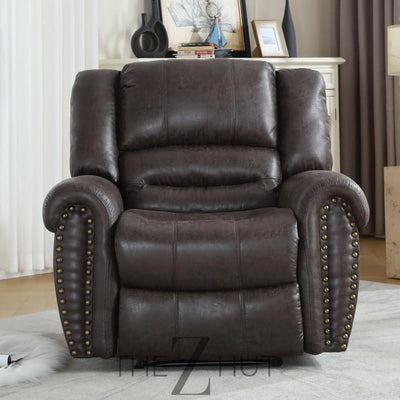 CANMOV Leather Recliner Chair, Classic and Traditional Manual Recliner Chair with Comfortable Arms and Back Single Sofa for Living Room, Nut Brown THE Z HUT