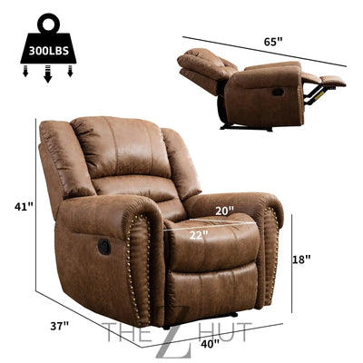 CANMOV Leather Recliner Chair, Classic and Traditional Manual Recliner Chair with Comfortable Arms and Back Single Sofa for Living Room, Nut Brown THE Z HUT