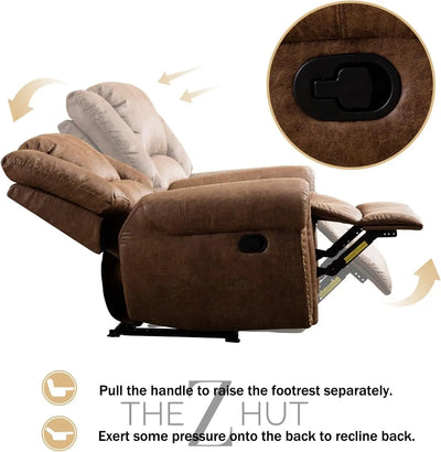 CANMOV Leather Recliner Chair, Classic and Traditional Manual Recliner Chair with Comfortable Arms and Back Single Sofa for Living Room, Nut Brown THE Z HUT