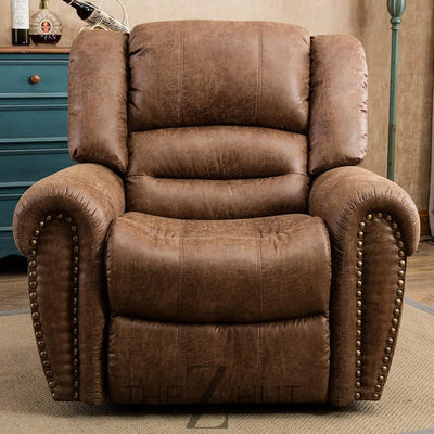 CANMOV Leather Recliner Chair, Classic and Traditional Manual Recliner Chair with Comfortable Arms and Back Single Sofa for Living Room, Nut Brown THE Z HUT