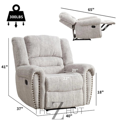 CANMOV Leather Recliner Chair, Classic and Traditional Manual Recliner Chair with Comfortable Arms and Back Single Sofa for Living Room, Nut Brown THE Z HUT