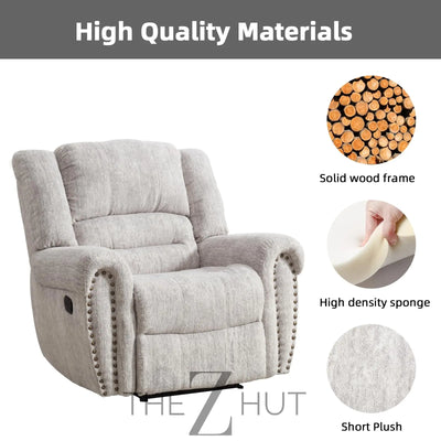 CANMOV Leather Recliner Chair, Classic and Traditional Manual Recliner Chair with Comfortable Arms and Back Single Sofa for Living Room, Nut Brown THE Z HUT