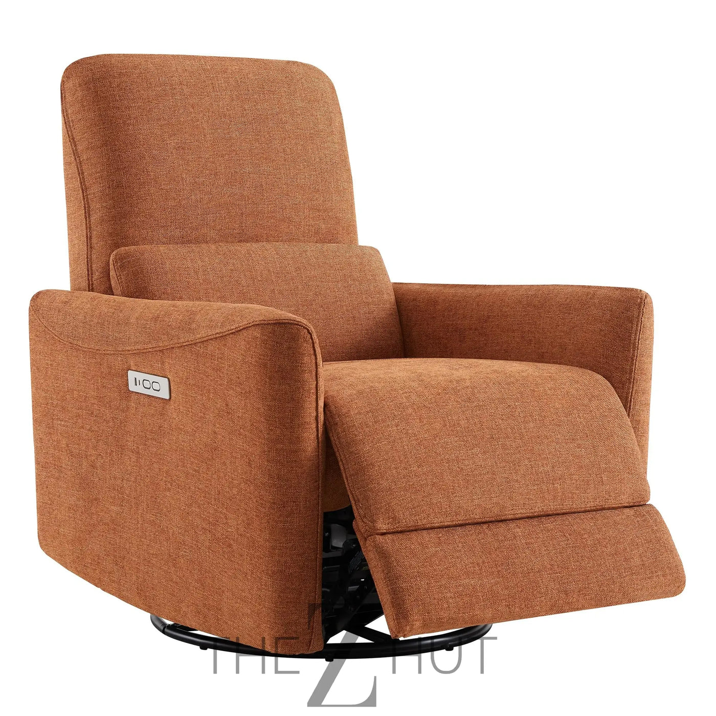 CHITA Power Recliner Chair Swivel Glider, FSC Certified Upholstered Faux Leather Living Room Nursery Reclining Sofa Chair with Lumbar Support, Cognac Brown THE Z HUT
