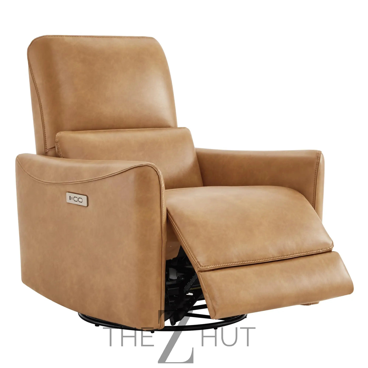 CHITA Power Recliner Chair Swivel Glider, FSC Certified Upholstered Faux Leather Living Room Nursery Reclining Sofa Chair with Lumbar Support, Cognac Brown THE Z HUT
