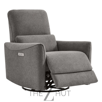 CHITA Power Recliner Chair Swivel Glider, FSC Certified Upholstered Faux Leather Living Room Nursery Reclining Sofa Chair with Lumbar Support, Cognac Brown THE Z HUT