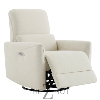 CHITA Power Recliner Chair Swivel Glider, FSC Certified Upholstered Faux Leather Living Room Nursery Reclining Sofa Chair with Lumbar Support, Cognac Brown THE Z HUT