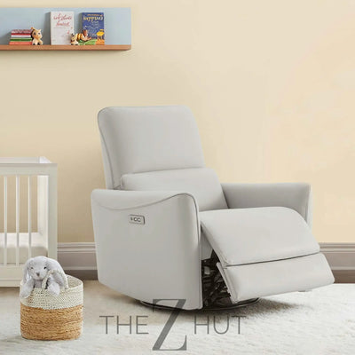 CHITA Power Recliner Chair Swivel Glider, FSC Certified Upholstered Faux Leather Living Room Nursery Reclining Sofa Chair with Lumbar Support, Cognac Brown THE Z HUT